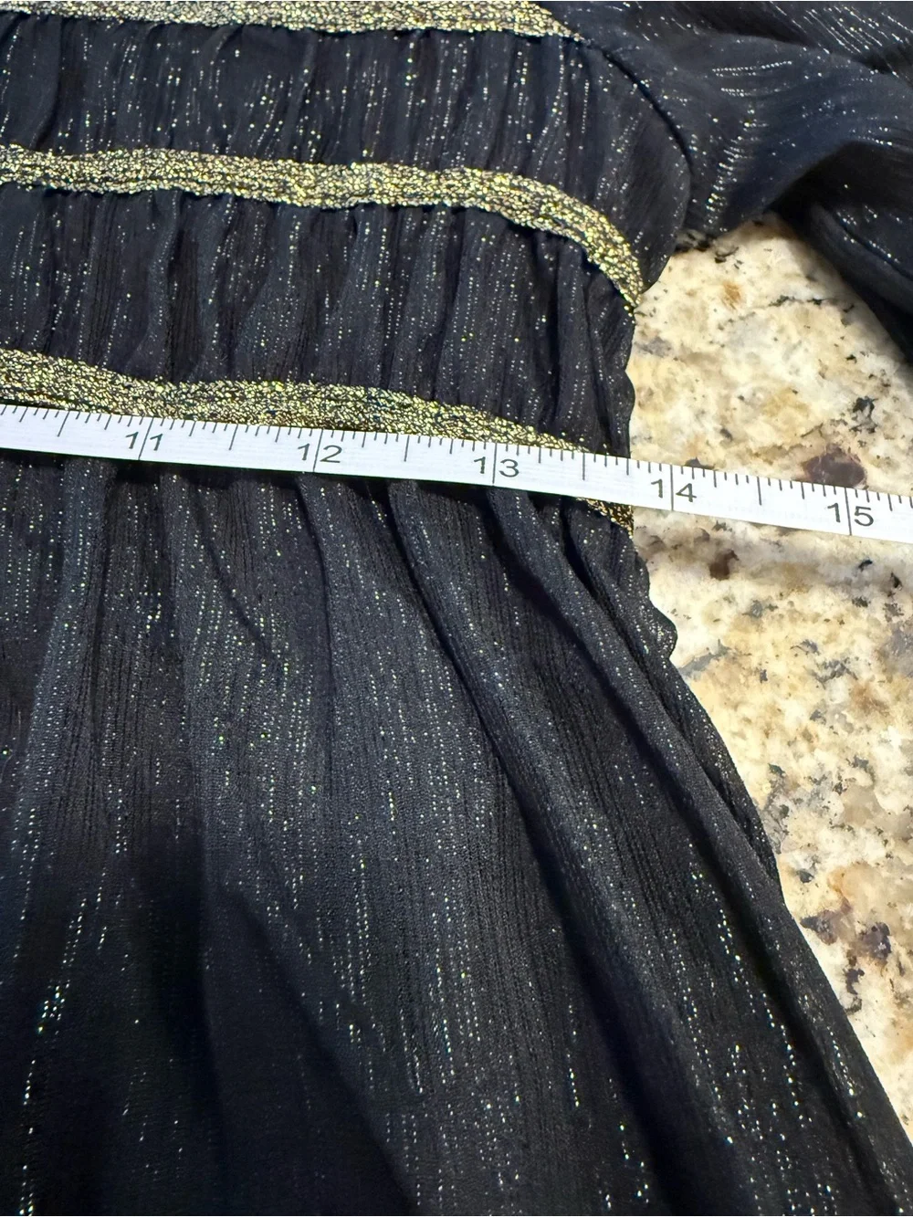 Chelsea & Violet Girl versatile black metallic gold shift dress SZ 14